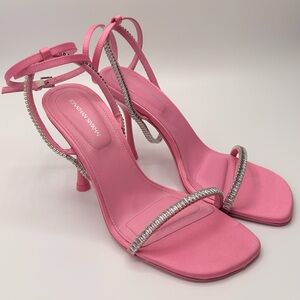 Jonathan Simkhai Pink Crystal-Embellished Strappy Stilettos